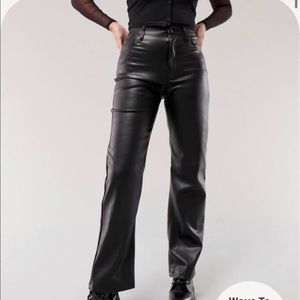 High rise dad faux leather pants